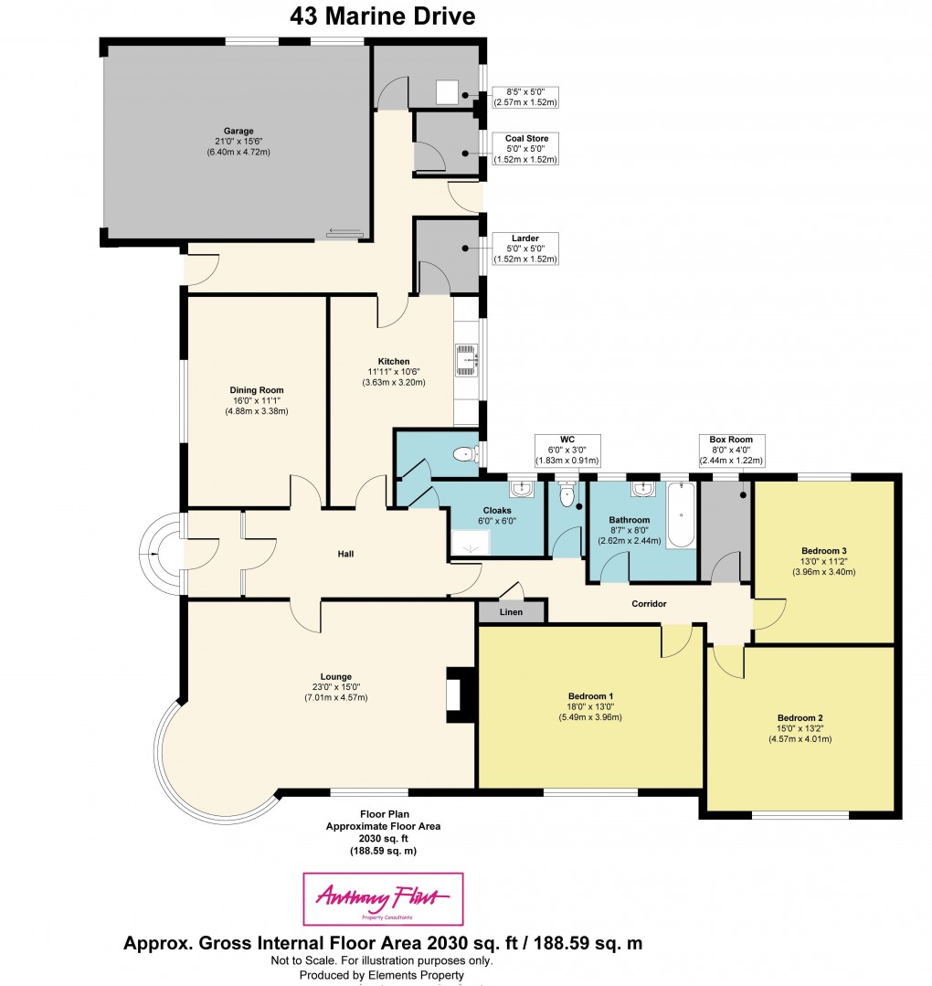 Floorplan for Marine Drive, Rhos On Sea, Conwy