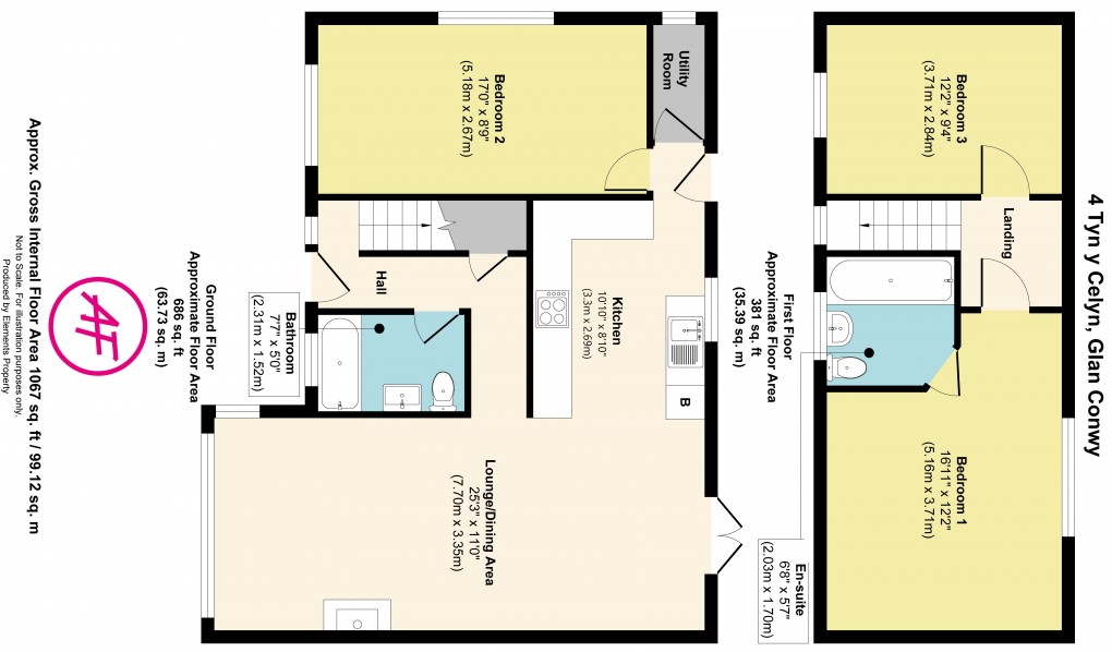 Floorplan for Tyn Y Celyn, Glan Conwy, Conwy