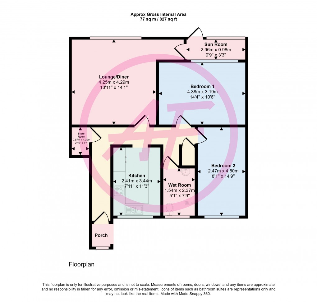 Floorplan for Ffordd Naddyn, Glan Conwy, Conwy